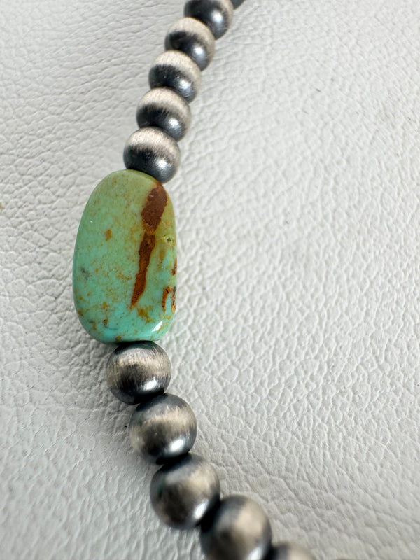 ROYSTON TURQUOISE & NAVAJO PEARLS STRETCH BRACELET (LN 19)