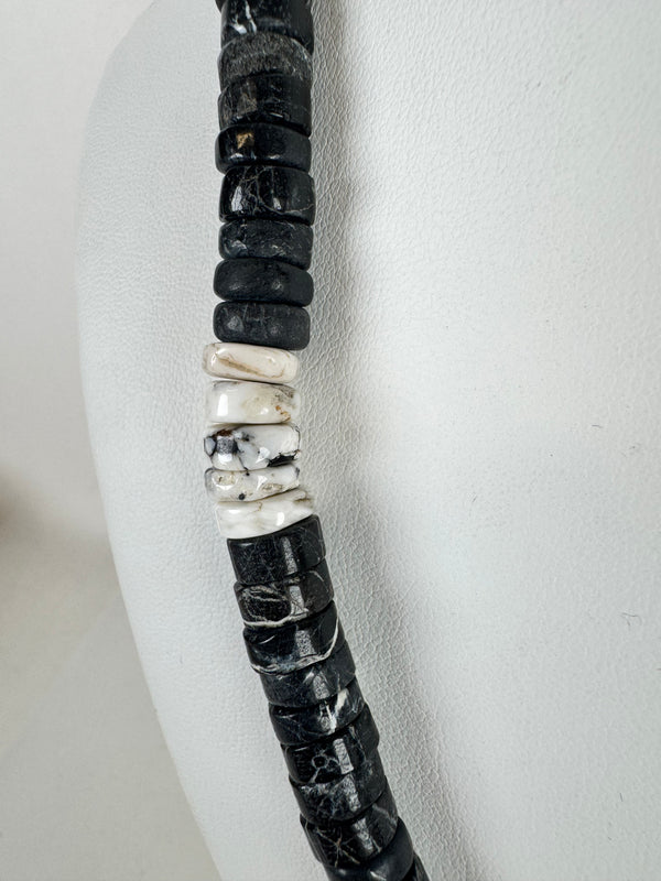 ALL WHITE BUFFALO TURQUOISE BEADED NECKLACE 20" (MW 336)