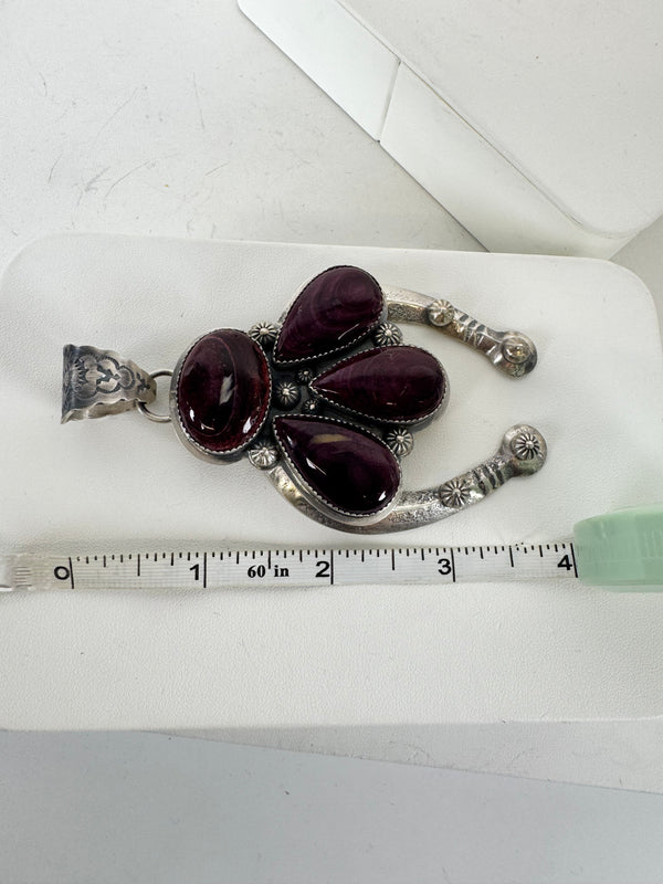NATIVE HANDMADE PURPLE SPINY OYSTER CLUSTER NAJA PENDANT BY KEVIN BILLAH (JR 3)