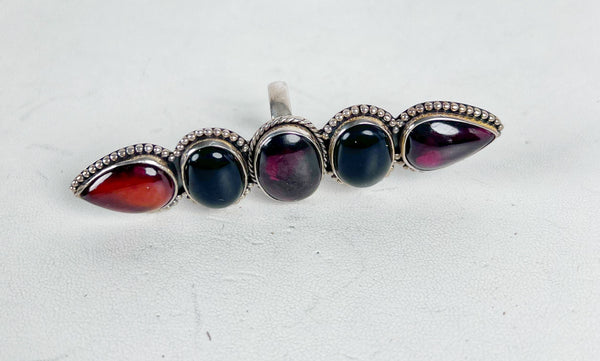 GARNET & AMBER CRAWLER RING SIZE 7 (MW 166)