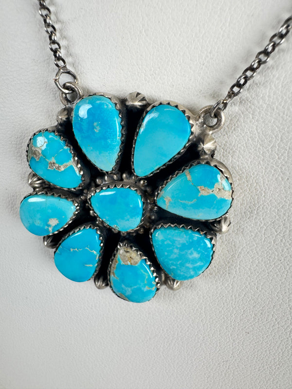 BLUE RIDGE TURQUOISE CLUSTER ADJUSTABLE NECKLACE (CO 61)