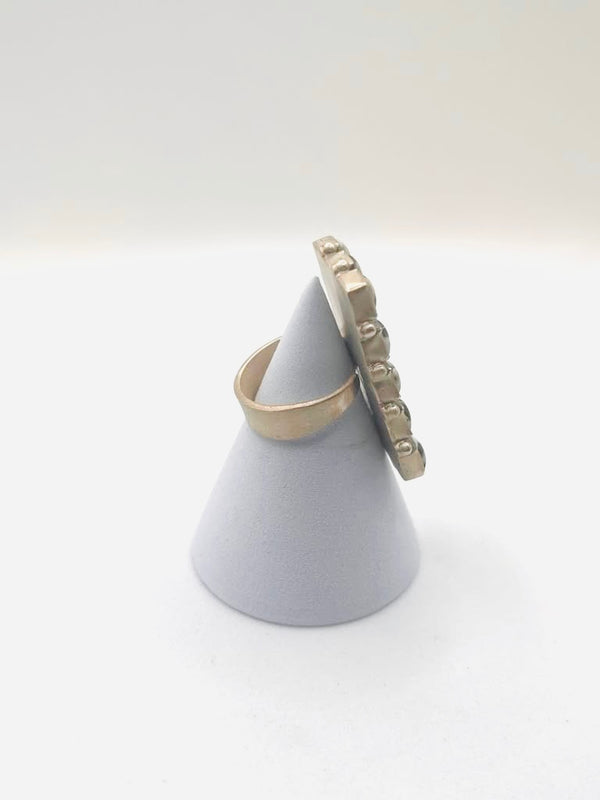 DESERT SKIES WHITE BUFFALO TURQUOISE ADJUSTABLE BAR RING (MW 466)