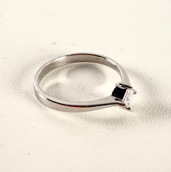 925 STERLING SILVER PRINCESS CUT WHITE TOPAZ RING SIZE 10 TIFFANY-BAND INSPIRED (BT 3)