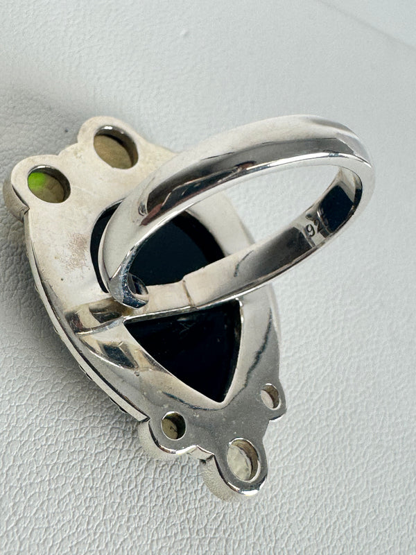 BLACK ONYX & WELO OPAL ADJUSTABLE HESPERA O.G. RING ADJUSTABLE (MW 320)