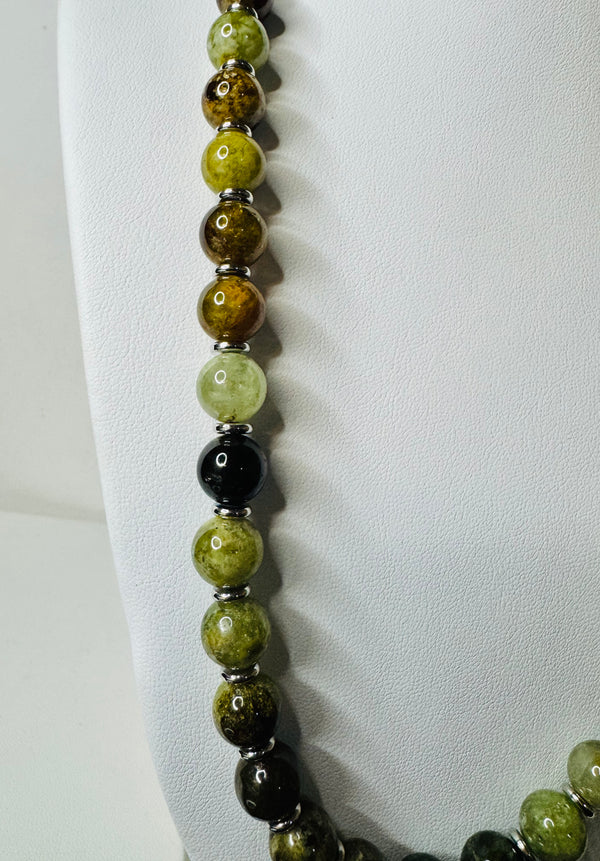 BESPOKE JASPER PEARLS PAPERCLIP NECKLACE 22-30" (MW 357)