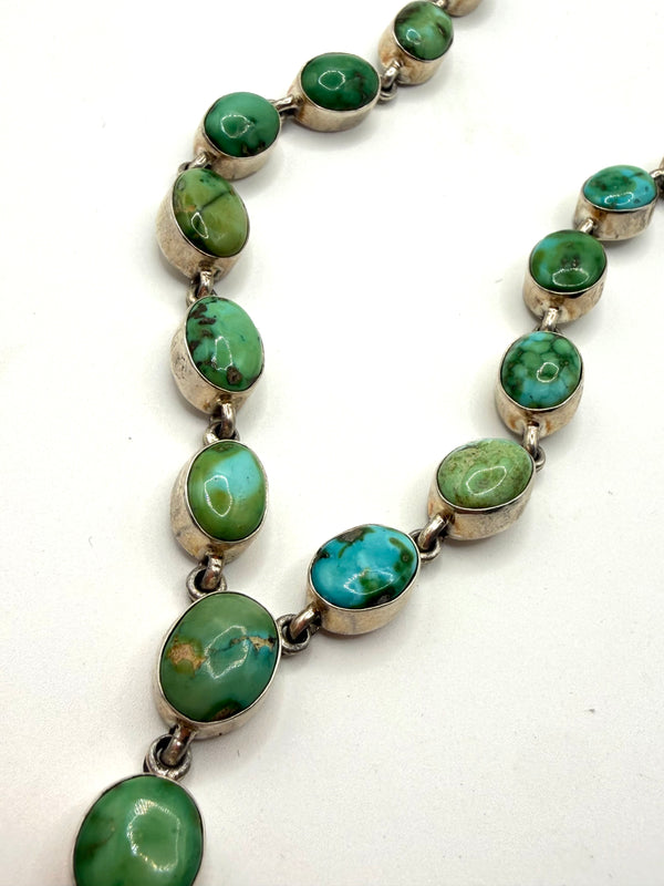 SONORAN GOLD TURQUOISE SS STATEMENT ADJUSTABLE LARIAT 26" (LL 20)