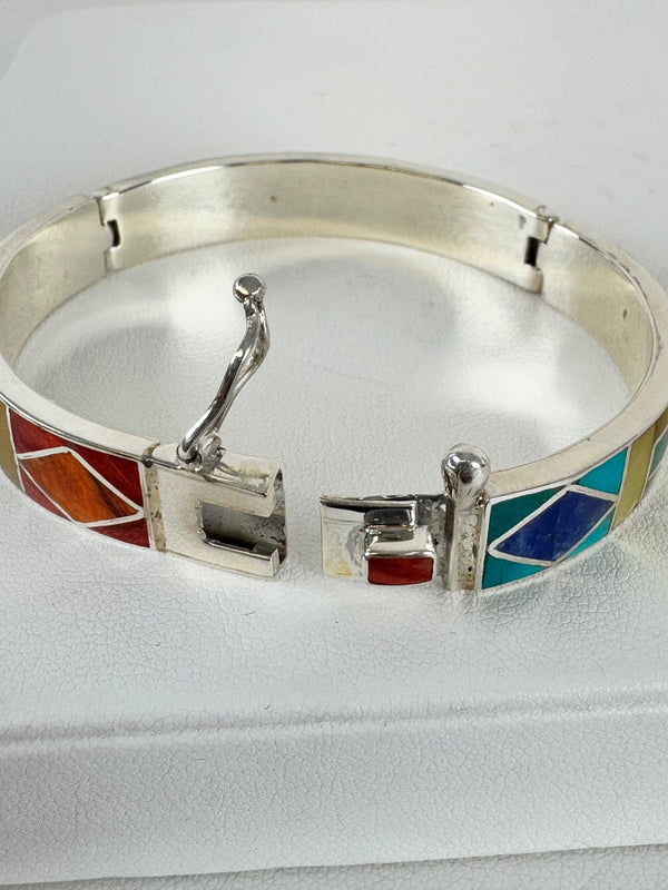 MULTISTONES INLAY BOX-CLASP BRACELET (LB 86)