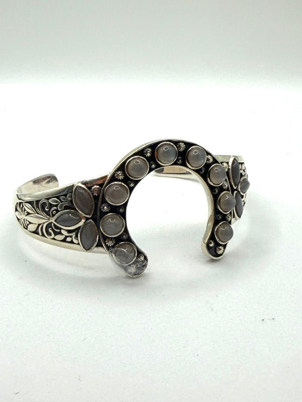 CHOCOLATE MOONSTONE HORSESHOE SS ADJUSTABLE CUFF (TC 2)