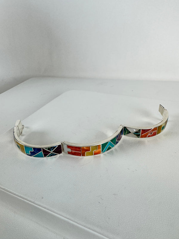 MULTISTONES INLAY BOX-CLASP BRACELET (LB 86)