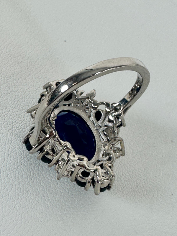 BLACK ONYX & CUT SAPPHIRE HESPERA O.G. RING SIZE 8 (MW 321)