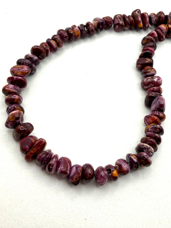 PURPLE SPINY OYSTER BEADED NECKLACE 21" (CO 125)