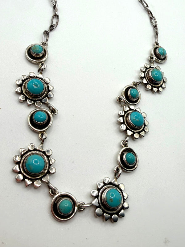 TAXCO STERLING SILVER VINTAGE NECKLACE (20") & EARRINGS SET (LL 19)