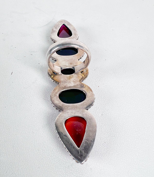 GARNET & AMBER CRAWLER RING SIZE 7 (MW 166)