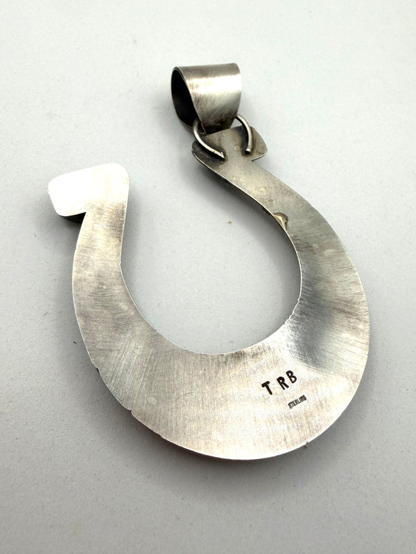 MINE 8 TURQUOISE HORSESHOE STATEMENT PENDANT 3.5" (LL 11)