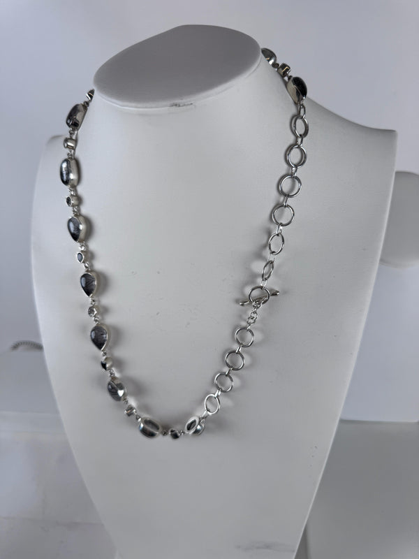 BLACK RUTILATED QUARTZ NECKLACE 18-22" (MW 296)