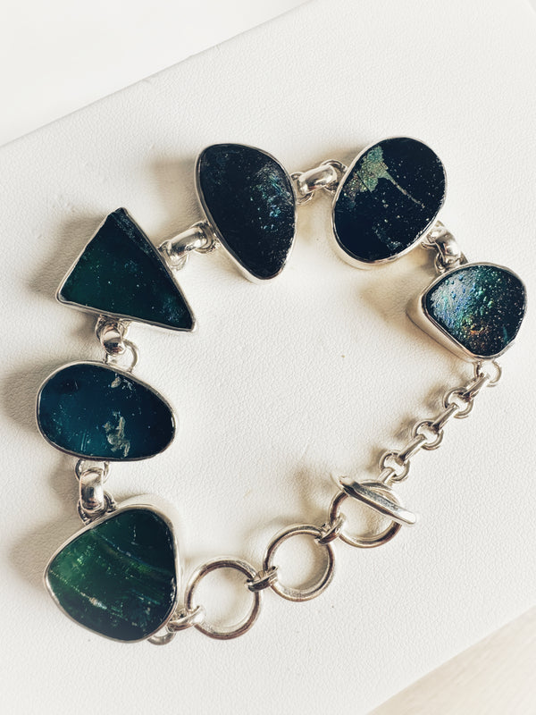 AUTHENTIC ROMAN GLASS TOGGLE BRACELET (6-8") (PW 4)