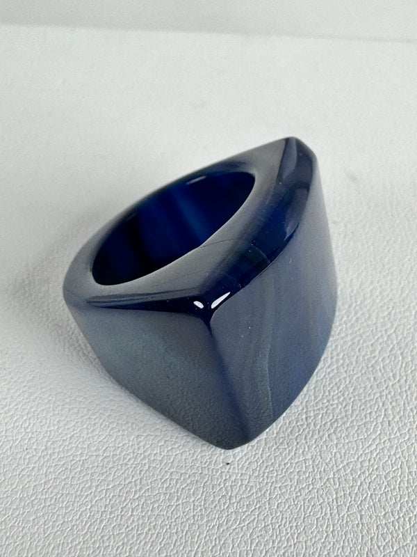 BLUE AGATE GEMFIRE RING SIZE 8.5" (MW 315)