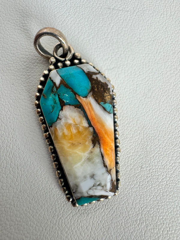 MULTISTONES COFFIN-SHAPED HALLOWEEN PENDANTS (AH 15)