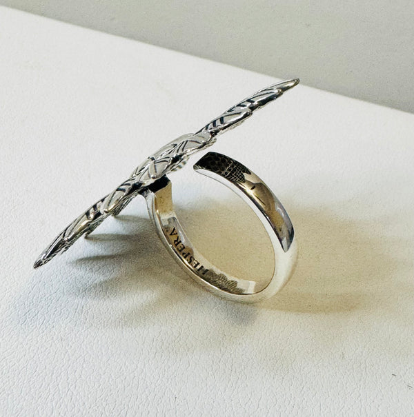 ALL STERLING SILVER ADJUSTABLE SUNFLOWER RING (JR 14)