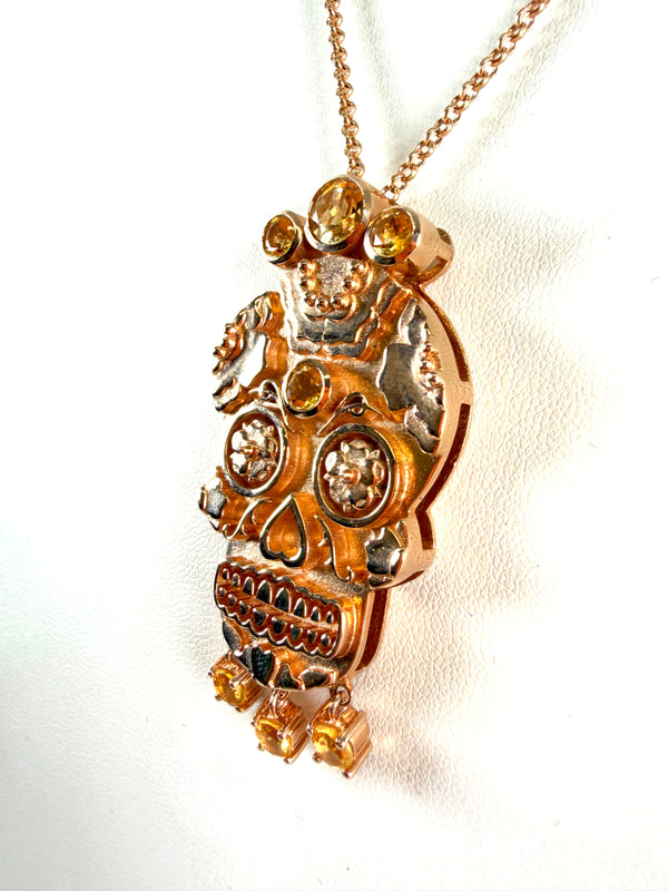 ROSE GOLD SUGAR SKILL CITRINE NECKLACE 16-22" BY HESPERA (AM 15)