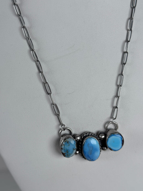 PHILBERT NEZ GOLDEN HILLS 3 STONE BAR NECKLACE 20" (CO 6)