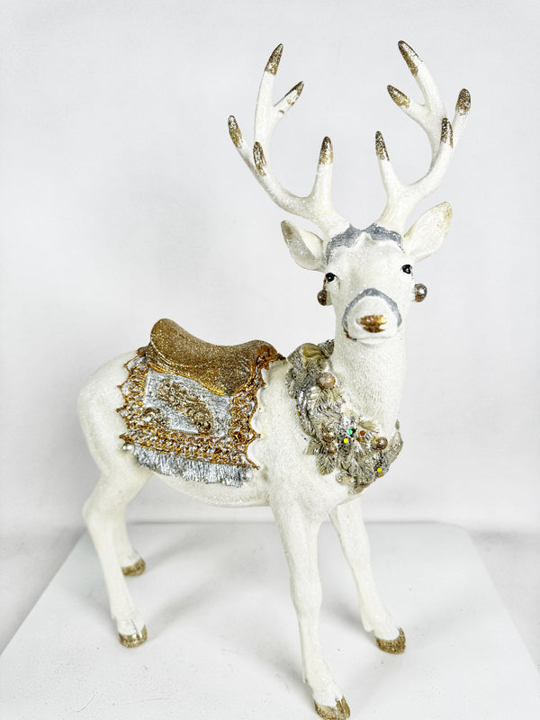 13 - MONTANA GOLD & SILVER RESIN REINDEER SET