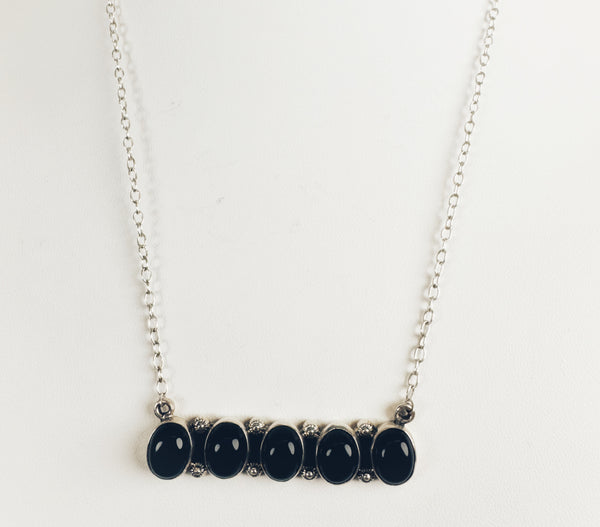BLACK ONYX BAR NECKLACE 18-20" (RB 74)