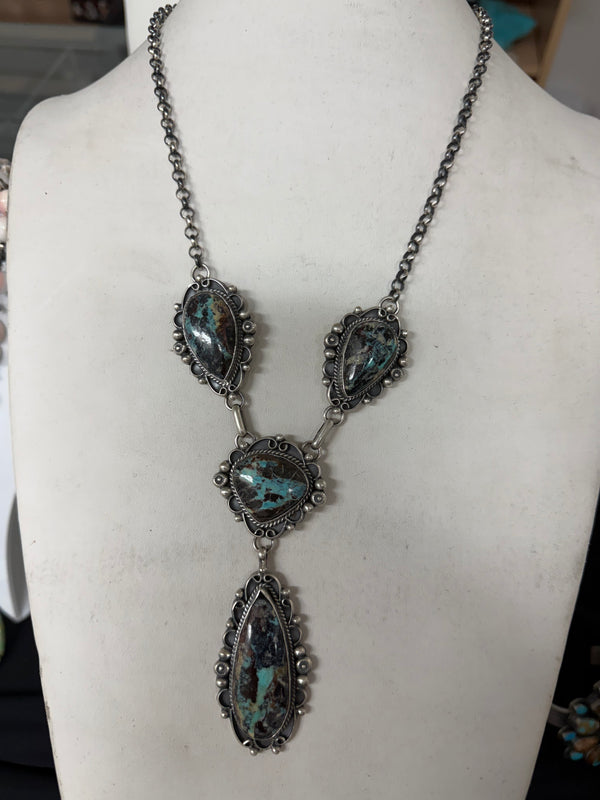 30% + 20% OFF: J PIASSO JR. BLACKJACK TURQQUOISE ADJUSTABLE LARIAT NECKLACE 24"
