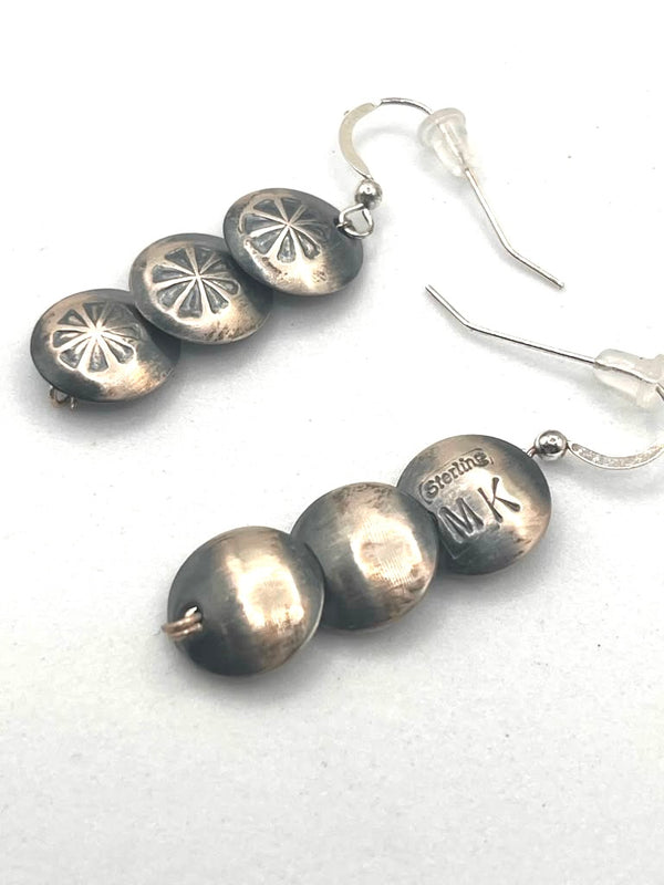 NATIVE HANDMADE PILLOW BEADS FISHHOOK EARRINGS BY MARY ANN KELLEY (LB 25)