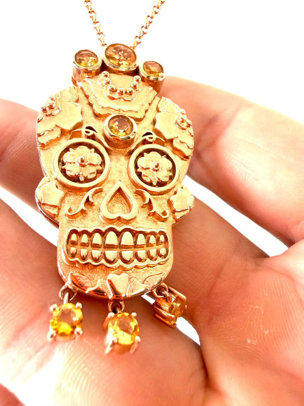 ROSE GOLD SUGAR SKILL CITRINE NECKLACE 16-22" BY HESPERA (AM 15)