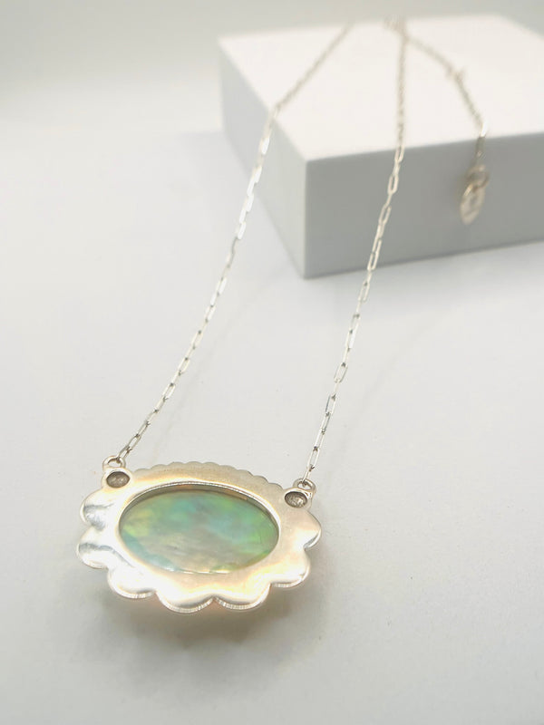 STERLING SILVER DOUBLET FIRE OPAL NECKLACE 18-24" (LB 37)