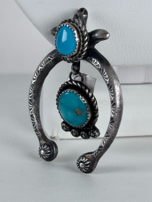 RICHARD YAZZA NAVAJO KINGMAN TURQUOISE NAJA PENDANT (MW 274)