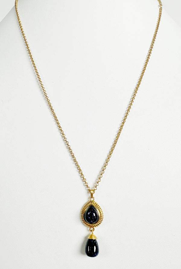 GOLDEN BLACK SUNSTONE ADJUSTABLE NECKLACE BY HESPERA (AW2)