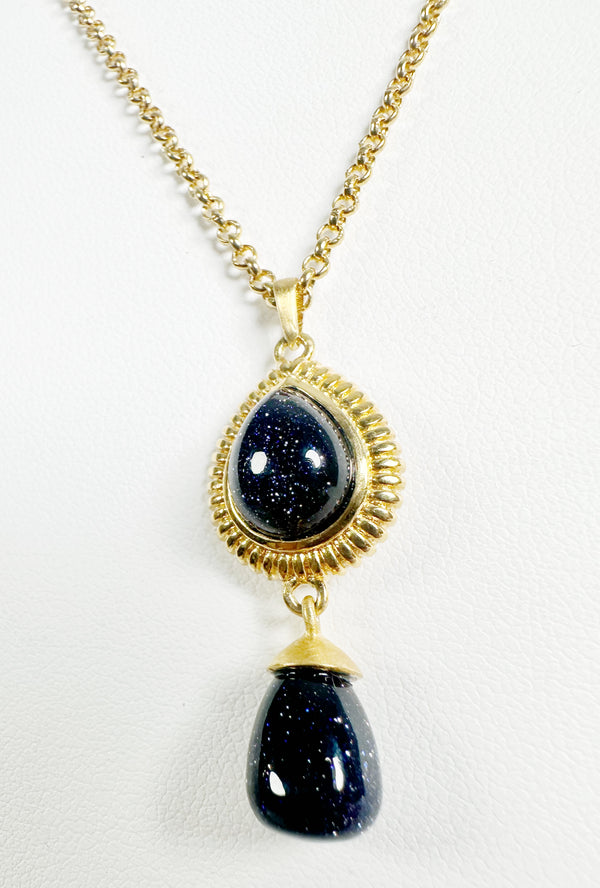 GOLDEN BLACK SUNSTONE ADJUSTABLE NECKLACE BY HESPERA (AW2)