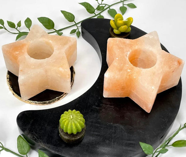 HIMALAYAN SALT ORANGE STAR CANDLE HOLDER