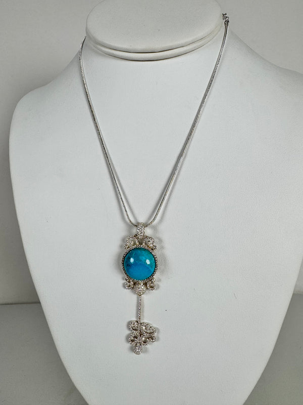 KINGMAN TURQUOISE KEY NECKLACE 16" (LF 6)