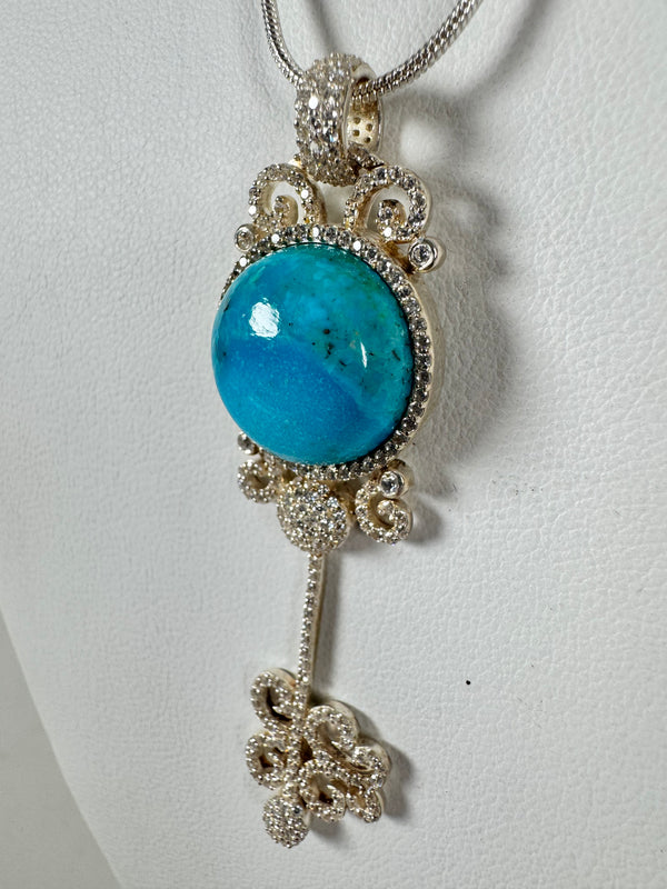 KINGMAN TURQUOISE KEY NECKLACE 16" (LF 6)