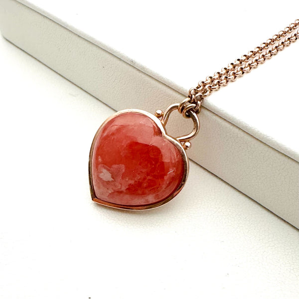 ARGENTINA RHODOCHROSITE HEART SHAPED NECKLACE BY HESPERA (16-22") (DF2)