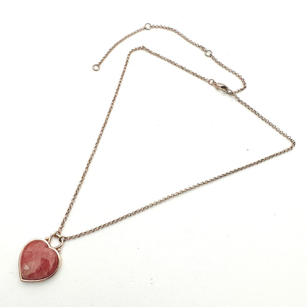 ARGENTINA RHODOCHROSITE HEART SHAPED NECKLACE BY HESPERA (16-22") (DF2)