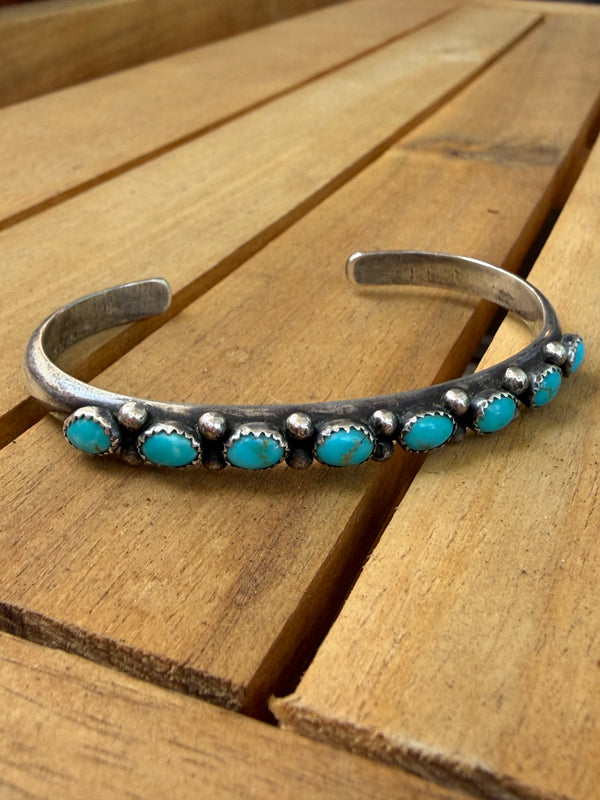 NATIVE HANDMADE KINGMAN TURQUOISE STACKER CUFF (LB 39)