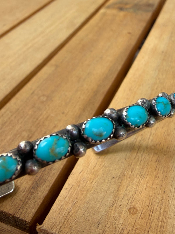 NATIVE HANDMADE KINGMAN TURQUOISE STACKER CUFF (LB 39)