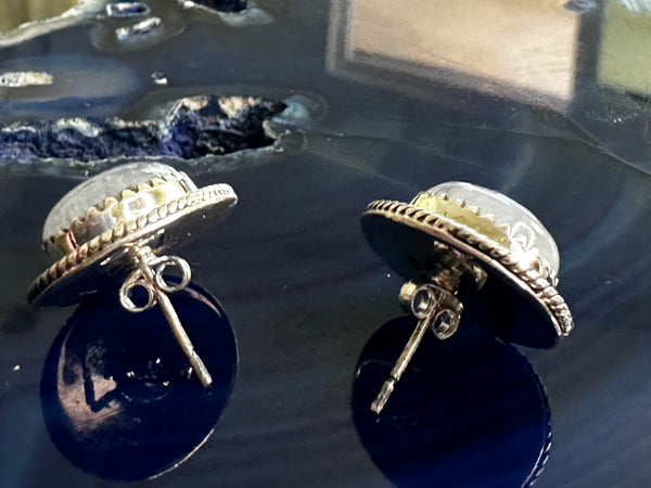 RAINBOW MOONSTONE STUDS