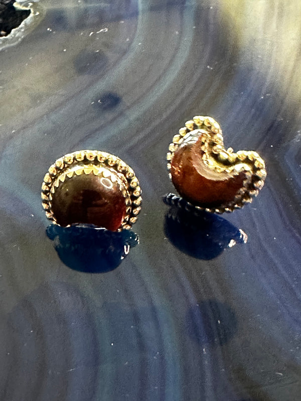 RED TIGER'S EYE STUDS