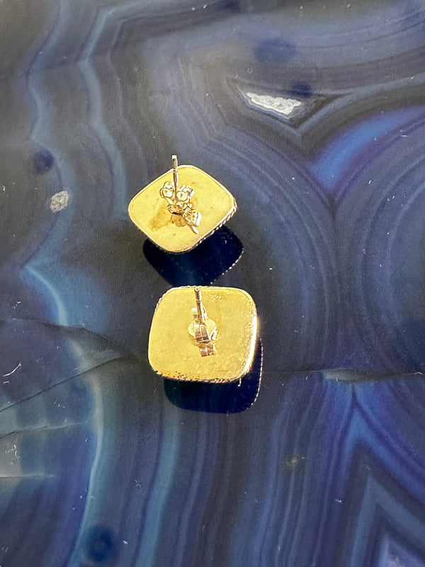 RED TIGER'S EYE SQUARE STUDS