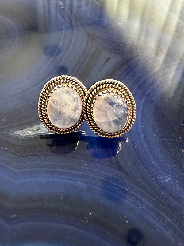 RAINBOW MOONSTONE STUDS