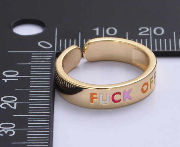 GOLD PLATED Y2K "F-OFF" ADJUSTABLE RING