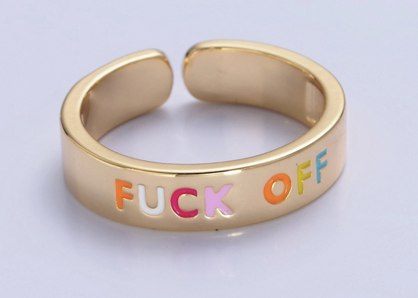 GOLD PLATED Y2K "F-OFF" ADJUSTABLE RING