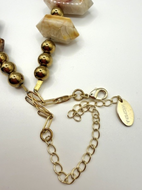 STATEMENT HESPERA BESPOKE JASPER AND GOLD VERMEIL POINTERS LION’S MANE 🦁 NECKLACE 23-28" (AM 14)